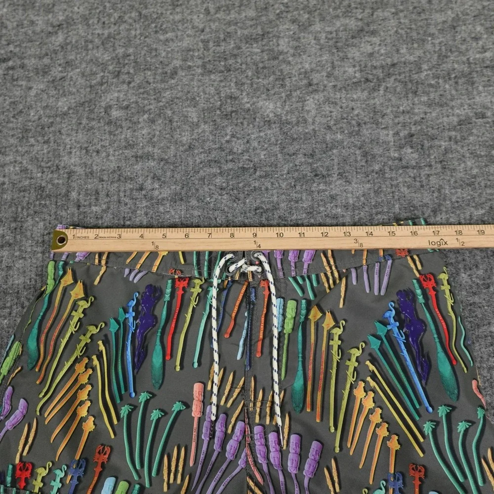Tommy Bahama‎ Relax Swim Trunks Mens Large Gray Swizzle Stick Print Lined Shorts
